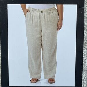 Briggs Women's L Casual Pants Tan Linen Blend e0840